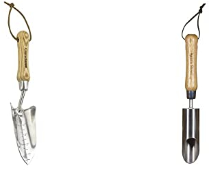 Kent & Stowe Pflanzkelle – Handschaufel aus Edelstahl, Länge: 32,5cm & Zwiebelpflanzer – Blumenzwiebel-Pflanzer aus Edelstahl für gleichmäßige Löcher, Zwiebel-Stecher mit Stiel aus Esche, Länge: 30 cm