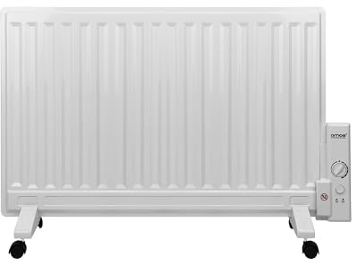 AMOS 1000W Free Standing Oil Filled Panel Radiator with Adjustable Temperature Thermostat Compact Slim Home Office Electric Heater