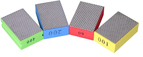 Diamant Handschleifpad Diamantschwamm für Fliesen Diamantschwamm 4 Stück Diamant-Handpolierpads für Fliesensteinbesatz Entgraten 60# 100# 200# 400# Körnung