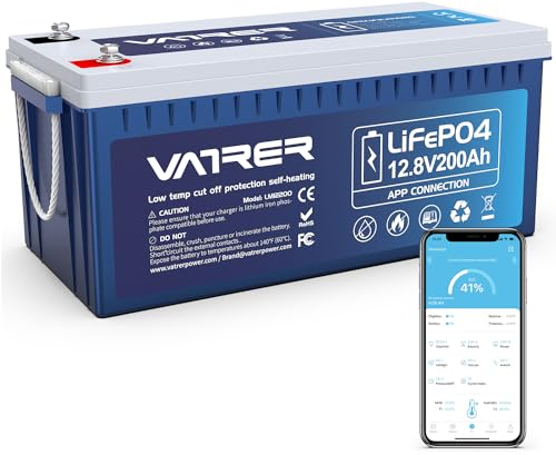 12V 200AH Selbsterwärmung LiFePO4 Lithium-Batterie mit 200A BMS über 5000 Mal Tiefzyklus -20℃ Tieftemperatur-Ladung 2560W Bluetooth Lithium Akku 2560W für Wohnmobil, Camping, Solare Heimanlagen