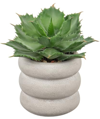 Oairse Plantas suculentas artificiales en maceta de cerámica de 20 cm, planta de agave falsa para interiores, decoración de hogar, oficina, baño, estante de mesa, regalo