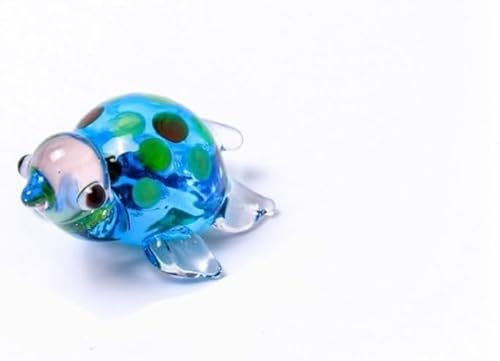1 figurine de tortue en verre soufflé à la main en forme de tête de tortue rose, mini statue d'animal exquise en verre pour décoration d'intérieur, aménagement paysager d'aquarium, collection