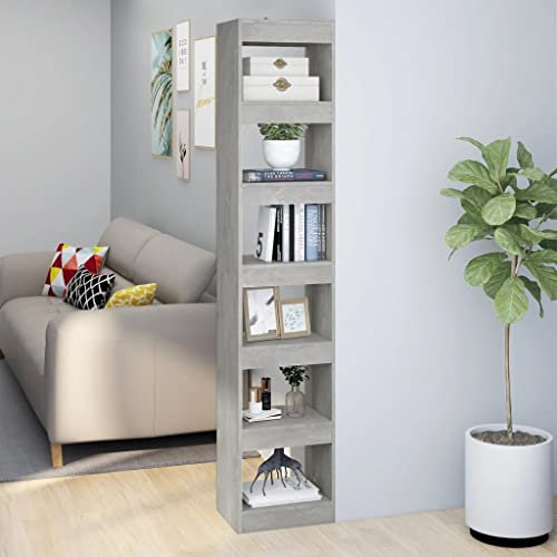 AJSEOYBS Frei stehender Bücherturm,eckregal hängendBücherregal/Raumteiler Betongrau 40x30x198 cmGeeignet für Schlafzimmer, Arbeitszimmer, Wohnzimmer, Büro, Empfangsraum