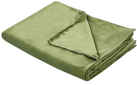 Beliani Modern Duvet Weighted Blanket Cover Polyester Fabric 120 x 180 cm Solid Pattern Dark Green Rhea