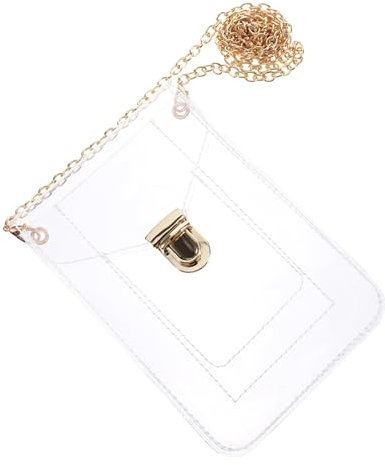 WRITWAA Transparent Handy Tasche Für Damen Mädchen Umhängetasche Schultertasche Aus Leichtem Pvc Mit Goldenen Details Für Handy Und Geld
