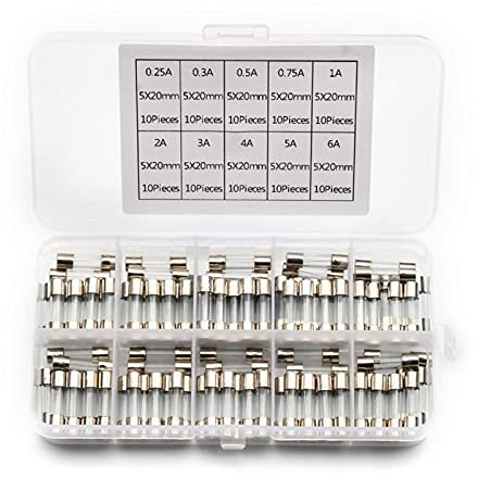 Sicherung 10. 0PCS / Set 5x20mm Glasrohrsicherungen Set Schnellblasglas Röhrchen Sicherungssatz 0,25/0,3/0,5/0,75/1/2/3/4/5 / 6A 250V mit Box Sicherung
