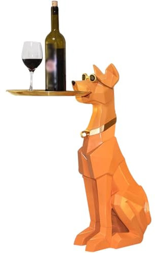 Geometrisches Pudel-Bodenstatuentablett, Kreatives Getränke-/Snacktablett Für Die Bar, Statue Mit Aufbewahrungsfunktion Für Das Schlafzimmer, Geschenke(Orange Color)
