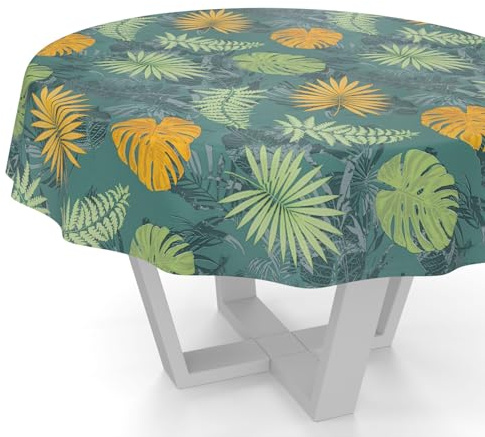 ANRO Nappe en toile cirée lavable, ronde, ovale ou rectangulaire, ronde, bord coupé, motif jungle, 120 cm