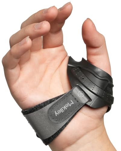 Mekiley CMC Thumb Support Brace - with Firm Supportive Wrist Strap, Dual Density Thumb Brace Stabilizes CMC Joint, Pain Relief for Osteoarthritis for Women and Men (Black, Right Hand, Medium)
