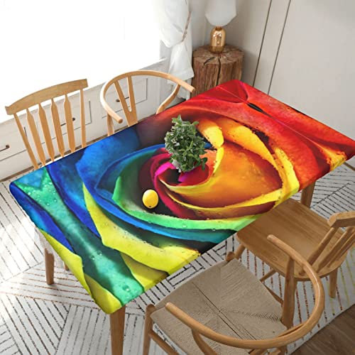 ESNAIUVCD Nappe de table rectangulaire résistante à l'huile avec imprimé rose arc-en-ciel pour restaurant, fête dans le jardin (1,5 m)