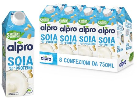 ALPRO CLASSICO, Bevanda alla SOIA, Naturalmente Senza Lattosio, con Vitamine B2, B12 e D2 - 8 confezioni da 750 ml