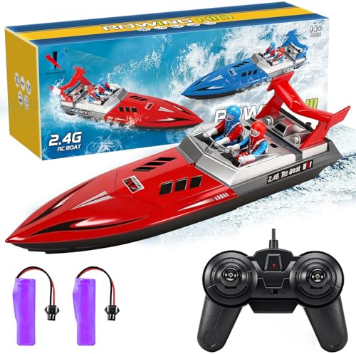 OBEST High Speed Remote Controlled Boat, Electric RC Speedboat, 2.4G Anti-Interference Yacht Model, USB Charging, Suitable for Children and Adults' Water Toys
