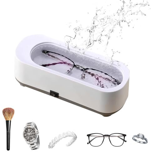Ultrasonic Cleaner for Jewellery, 47KHz Jewellery Cleaner Sonic Glasses Cleaner Clean Pod One-Touch Operation Ultrasonic Cleaner Solution for Cleaning Eyeglasses Jewelry Silver Necklace Ring Watches