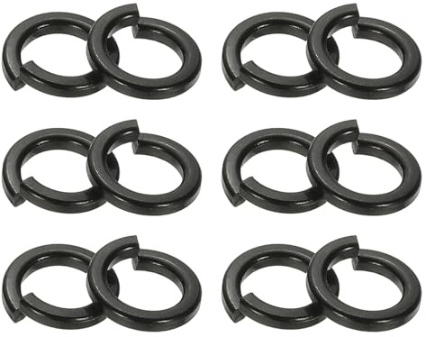 PATIKIL Rondelles Frein M6, 124pcs Rondelles Frein Fendues 304 Acier Inoxydable Revêtement Zinc Noir pour Vis Boulons Écrous, 6mm x 9mm x 2mm