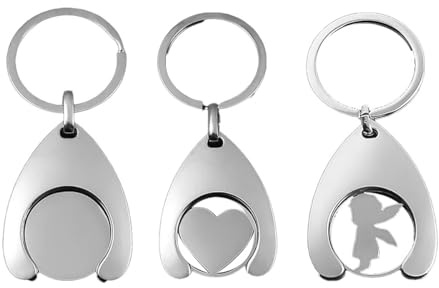Nicear 3 Pcs Portable Shopping Trolley Tokens Keyring Stainless Steel Quarter Holder Keychain Mini Metal Key Ring Unlock Release Key For Shopping