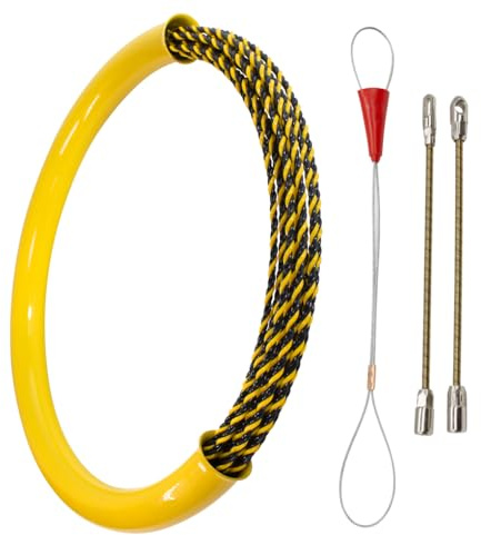 Guia Pasacables Profesional Triple Trenzada con Tubo Organizador Guarda Guia 7mm con Terminales Intercambiables Electricista Profesional para Pasar Cables Paredes, Pisos y Conductos PET (30 Metros)