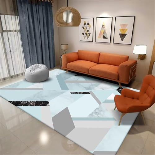 RUGMRZ Alfombras Alargadas Pequeñas para Dormitorio Cocina 60x120CM BLU Alfombra Infantiles geométrica Moderna Gris
