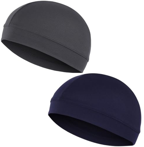 2 Pezzi Sottocasco Bici Estivo Moto Cotone, Traspirante sotto Casco da Ciclismo Berretto Skull cap in Seta Sportiva Cappello Cuffia da Ciclismo Estivo da Bicicletta e Moto Uomo e Donna
