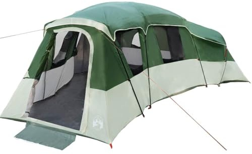 vidaXL Familienzelt Grün 762 x 655 x 218 cm Polyester, Abenteuerliches Zelten für die Familie: Strapazierfähige, wasserfeste Materialien für EIN luftiges Design und perfekten Schutz.