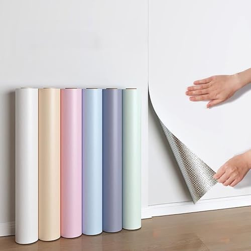 Papier Peint Autocollant 10m Moderne - Revêtement Mural Adhésif Épais Uni Texturé - Décor pour Chambre, Salle de Bain, Placards, Tiroirs et Murs - Imperméable, Idéal pour Locataire(Color:blanc)