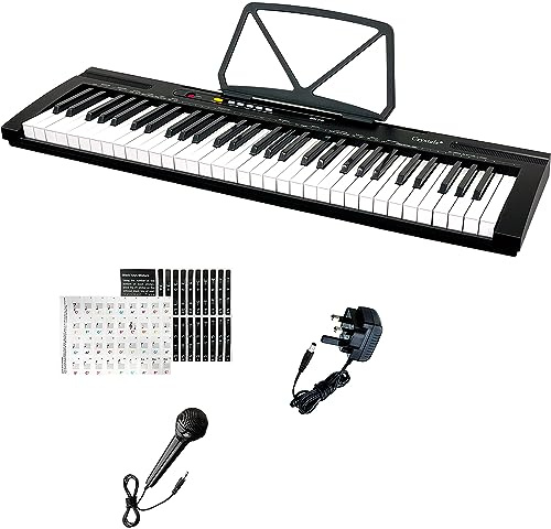Crystals 61 Keys Electronic Keyboard Piano – Portable Digital Piano with Built-in Speaker, Microphone, MP3 Workstation – for Adults Electric Keyboard Piano (Black)