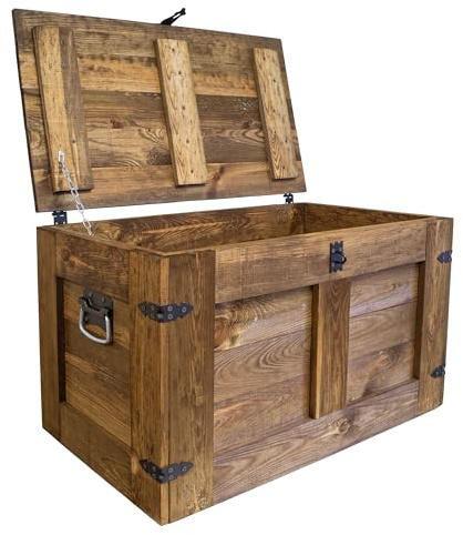 Kistenkolli Altes Land grosse Truhe Aufbewahrungskiste Oskar Ablagekiste Holzkiste Schatztruhe Wohnzimmertisch Kommode aus Holz Maße cm 80x45x47cm L x T x H (Palisander)