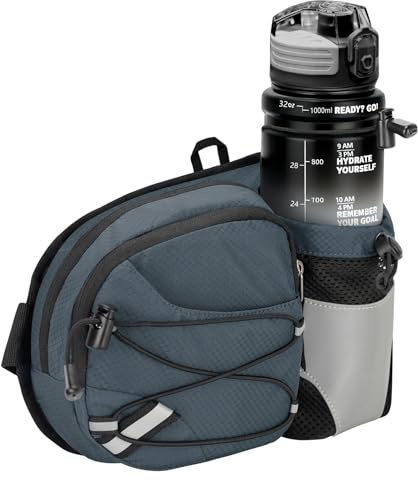 Dosurer Gürteltasche mit Flaschenhalter Bauchtasche Trinkgürtel Gurt Verstellt Hüfttasche für Running Wandern Reise Camping Hundetraining für Damen und Herren