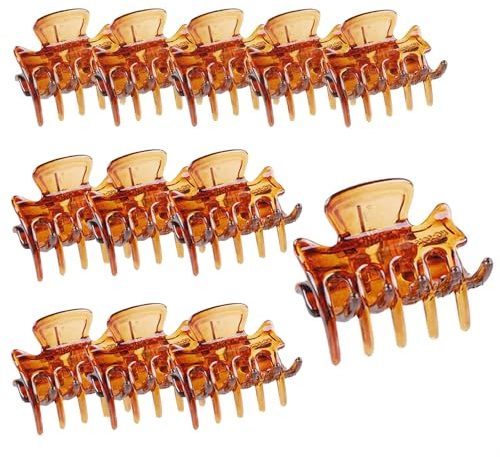 LYQNIHOB 12 pcs Pinzas de Pelo Pequeñas, Mini Clips de Pelo, mini pinza para el pelo de plástico, pinzas para el cabello antideslizantes para mujeres, Fila para el Peinado de Moda para Chica, Marrón