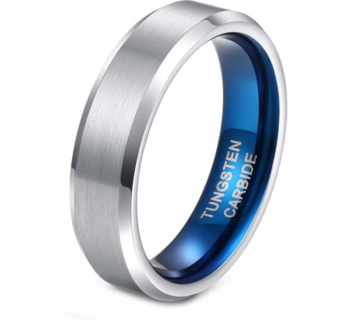 Whoiy Ringe für Paare mit Gravur, Hochzeitsringe Silber Schlicht Modeschmuck Ehering wolframcarbid Gebürstet 6MM/8MM Partnerringe Größe 49-72