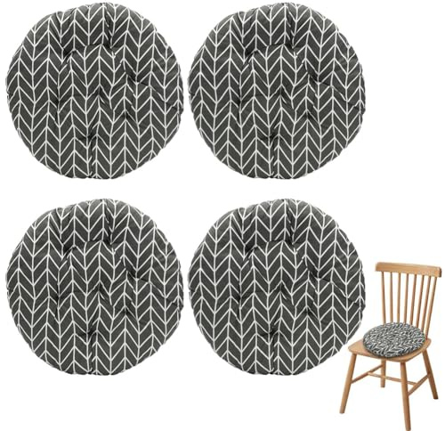 4-pack Runda Stolkuddar, 40x40x3cm Runda Sittdynor, Golvkudd Rund, Stolöverdrag för inomhus och utomhus, Perfekt för kontorsstolar, trädgårdsstolar, i matsalen, vardagsrummet och arbetsrummet (Pilgräs