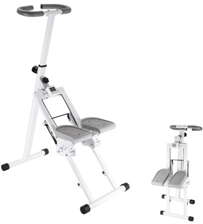 Hopfällbar Fitness Klättermaskin med LCD-Skärm, Cardio Stepper för Hemmet med Justerbart Motstånd, Handtag och Pedaler, Träningsmaskin för Ben, Säte, Armar och Mage