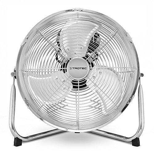 TROTEC Bodenventilator TVM 12 – 37 Watt, Neigungswinkel 100°, 3 Stufen, Ø 30 cm, kippfester Stand, leise, Silber