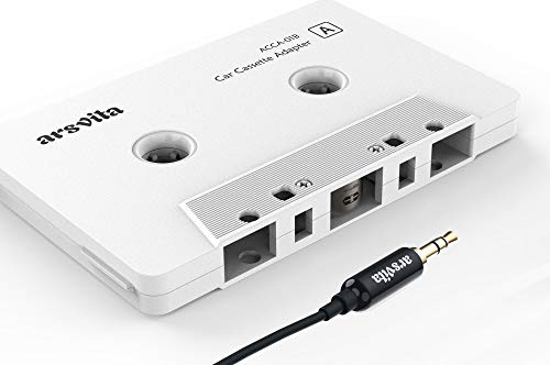 Arsvita Car audio aux cassette adapter, 3.5 MM auxillary cable Tape Adapter, White