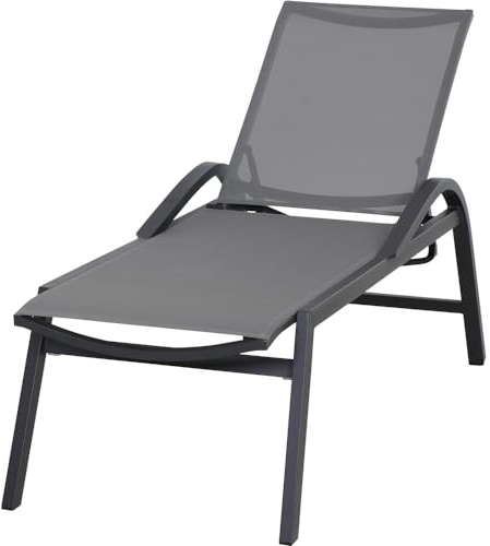 Siena Garden Milos Rollliege Gestell Aluminium matt-anthrazit, Fläche Ranotex®-Gewebe schwarz-Silber