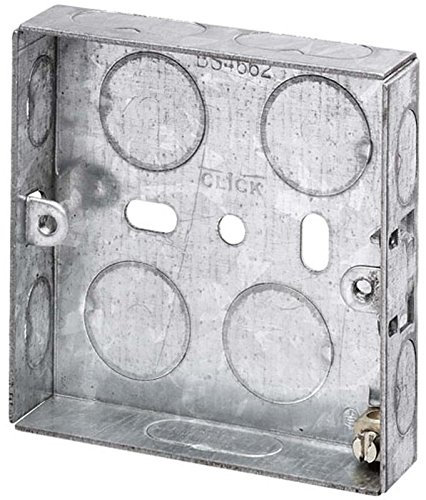 Back Box Steel 1G 16mm, Electrical Box Material Steel, Electrical Box Mounting Dry Lining/Wall, For Use With Electrical Outlet, Internal Depth 16mm, No. of Gangs 1, Product Range Click Steel Back Bo