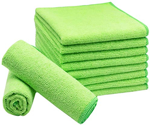 ZOLLNER 10 panni microfibra - multiuso - lavabili in lavatrice a 60°C - senza lasciare aloni e pelucchi - 32x32 cm - verde - Qualità alberghiera