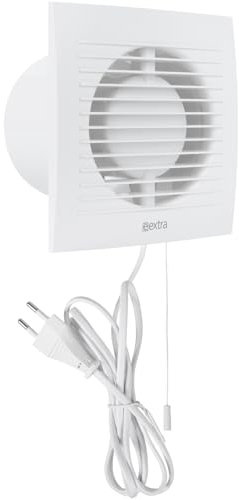 Vent Systems Badlüfter 100mm - Wasserdicht Badventilator mit Kabel und Stecker - IPX4 32dB 15W 100m³/h Wandmontage - Geräuscharmer Energieeffizienter Abluftventilator für Küche und Bad