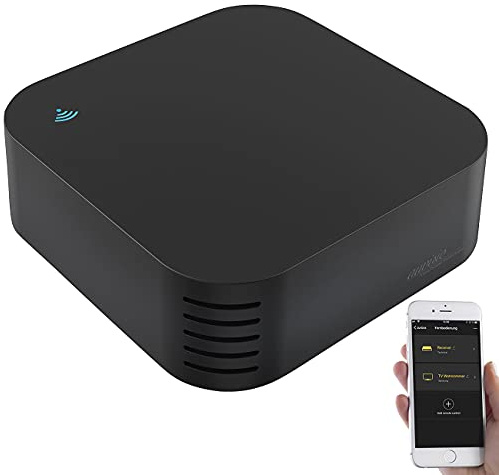 auvisio Infrarot Fernbedienung: Lernfähige IR-Fernbedienung, Temperatur-/Luftfeuchtesensor, App, Alexa (Alexa-Infrarot, WLAN-IR, Wetter)