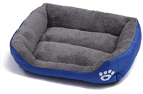 OUYUNKKA Hundebett Hundekissen (S, 43 x 32 cm) Viereckig Saphir Hundesofa für Mittelgroße und Kleine Hunde und Katzen, Flauschig Weich Katzenbett Katzenkissen Hundebett für Französische Bulldogge
