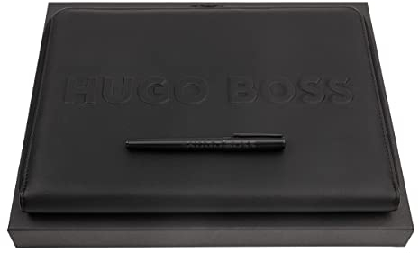 Hugo Boss Schreibset Label Black HPAP209A (Füllfederhalter & Konferenzmappe A4) | Geschenkbox