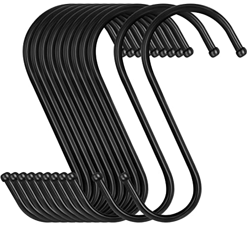 Bolatus 12 ganci a S nero, 12 cm, grandi ganci in metallo, a forma di S, per appendere pentole e padelle, piante in cucina, bagno, camera da letto, giardino