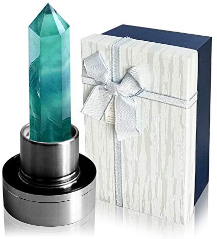 Tyuodna Water Healing Stones Bottle, Crystal Infusion Drinking Bottle, Healing Natural Water Bottle, Leak-Proof Quartz Crystal Glass, Crystal Therapy, Gemstone Bottle (Green Fluorite)