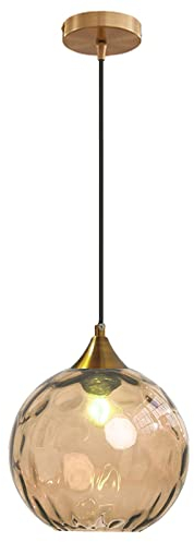 Lampadario a Sospensione a Sfera in Vetro Ondulato con Finitura Oro Lampada a Sospensione a Soffitto Industriale Vintage E27 Per Sala da pranzo Cucina - Ambra