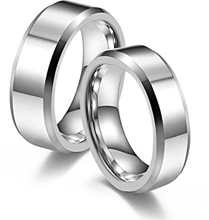 BCughia Freundschaftsringe Beste Freundinnen, Freundschaftsringe in Silber 6mm 8mm Silberring Abgeschrägter Kante Damengröße 65 (20.7) Herrengröße 60 (19.1)