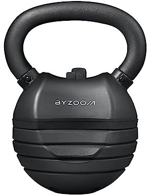 BYZOOM FITNESS 13.6kg/30lb Verstellbare Kettlebell, Pure Series Schwarz, 5 Gewichtseinstellungen