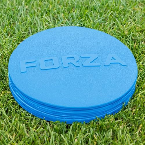 FORZA Flat Disc Markers [10 Pack] - 7” Non Slip Spots - Coloured Markers | Sports Equipment Discs | 8 Vibrant Colour Options | Floor Markers With Carry Bag
