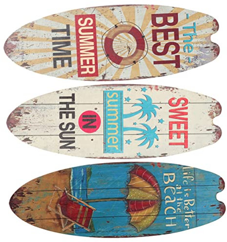 GOOHOCHY Dekoratives Holz Surfbrett Wanddeko Strand Themed Hölzernes Surfbrett Schmuck Home Decor Atemberaubende Wandkunst