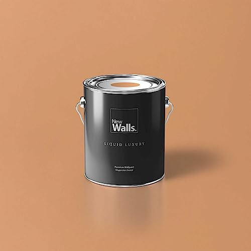 New Walls Premium Wandfarbe Orange, Apricot Liquid Luxury Dispersionsfarbe für Innenräume – 2,5 L