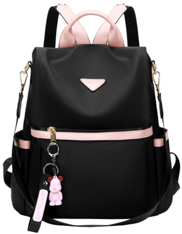 Leathario Rucksakck Damen klein,Diebstahlsicher Cityrucksack,Wasserdichtere Rucksackhandtasche,Eleganter Tagesrucksack für Büro,Pendeln,Arbeit,Backpack Women für Reisen,Einkaufen,Schwarz