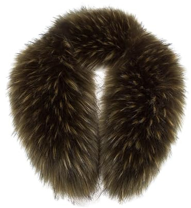 JAWSEU Bufanda de Piel Sintética para Mujer, Cuello Cálido de Invierno para Capucha, Abrigo Con Botones, 55 cm, Verde Oliva